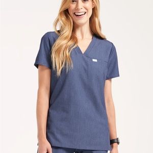 Lago Diamond Scrub Top -Denim
